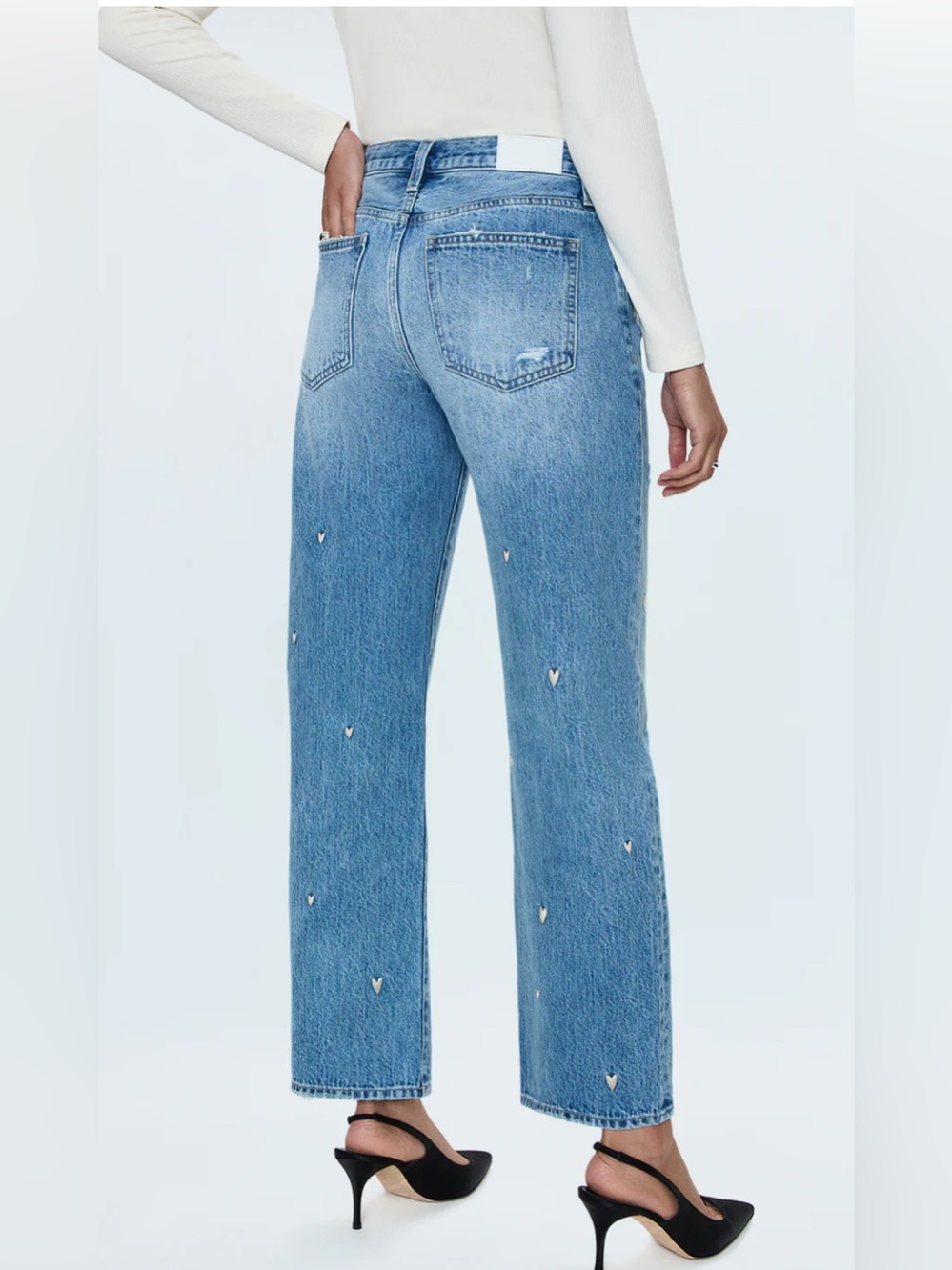 NEW Pistola Lexi Mid Rise Bowed Straight Jean- Confetti Vintage Sz 26 - Picture 2 of 10